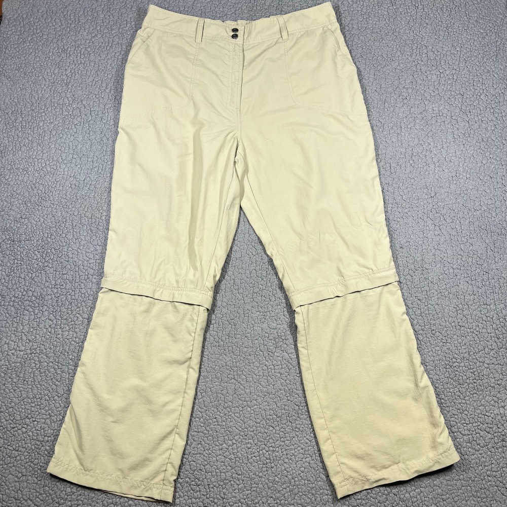 ExOfficio Womens Convertible Hiking Pants Tan Khaki Zip Off Cargo Size 16